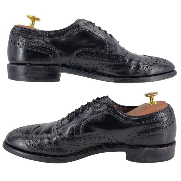 Allen Edmonds McAllister Black Leather Dress Shoes Mens 8A Wingtip Brogue Oxford - Picture 6 of 13